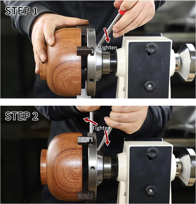 DEEFIINE 6 Inch Wood Lathe Chuck Set 1" x 8 tpi, Self Centering 4 Jaw Wood Turning Chuck - Image 5